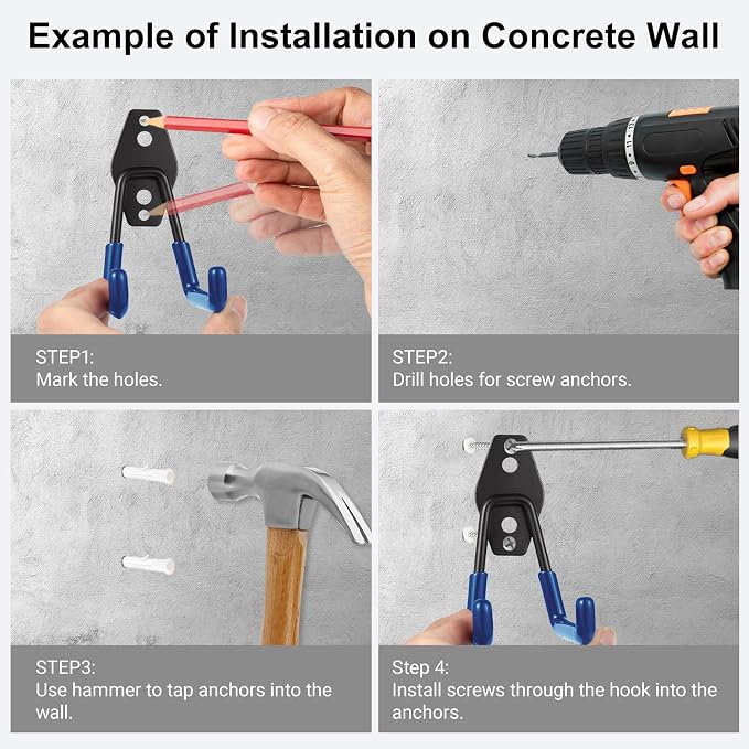 Steel Garage Hooks Wall Tool Organizer, 12 Pack Garage Storage Hook Heavy Duty - Image 4
