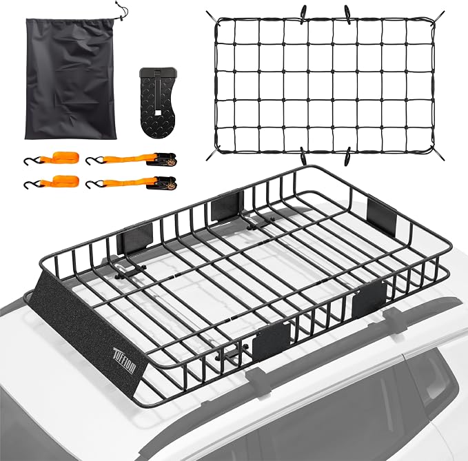 TUFFIOM 250lbs 64 x 39 x 6 inch Extendable Roof Top Cargo Carrier Basket by TUFFIOM