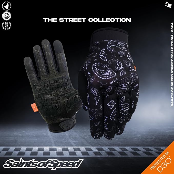 Saints of Speed Motorcycle Gloves – Knuckle Protection, Leather Palms, - Image 3