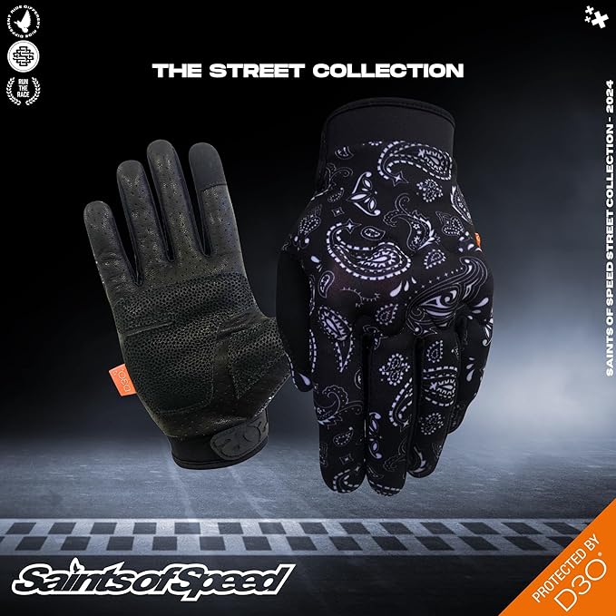 Saints of Speed Motorcycle Gloves – Knuckle Protection, Leather Palms, - Image 3