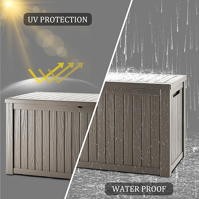 180 Gallon Lockable Resin Deck Box, Waterproof & UV-Resistant Outdoor Storage - Image 5