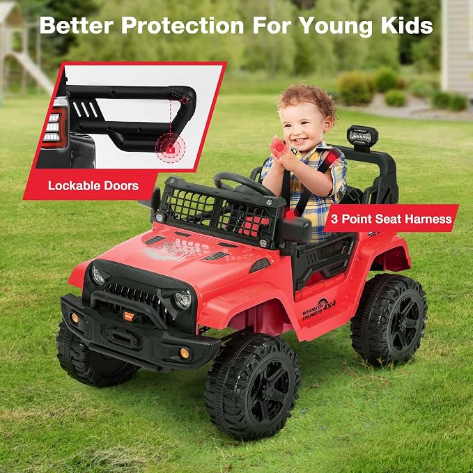 12V Ride On Truck for Kids, Electric Cars for Toddlers w/Remote Control - Image 3