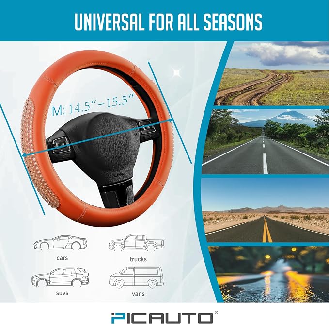 PIC AUTO Gel Particles Steering Wheel Cover, Universal Fit 14.5"-15.5" - Image 6