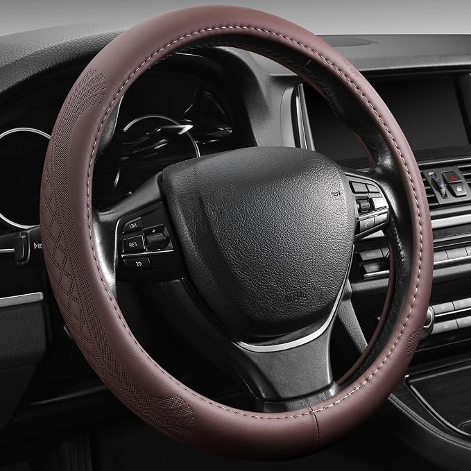 【2025 Model】 Breathable Soft Leather Car Steering Wheel Cover by PJBTVZ