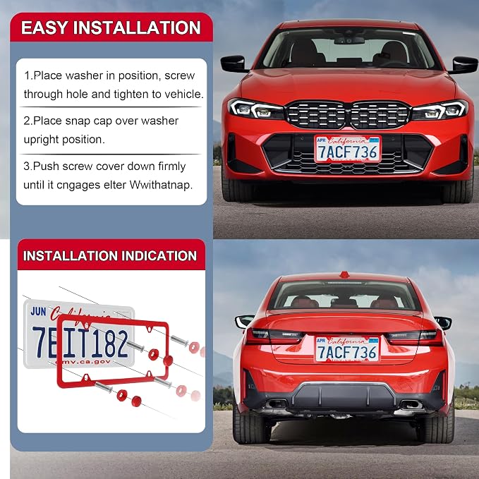 LivTee 4 Holes Stainless Steel License Plate Frames, Automotive Exterior - Image 5