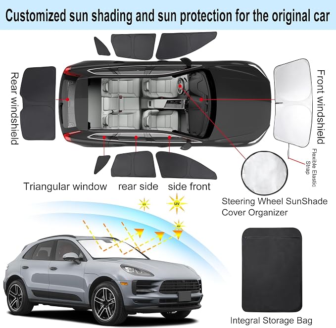 TINGLU Window Shades for Porsche Macan 2014-2024 Accessories Car Side Full - Image 3