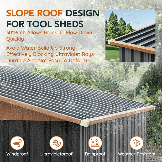 6x8FT Metal Shed & Outdoor Storage Shed - Image 7