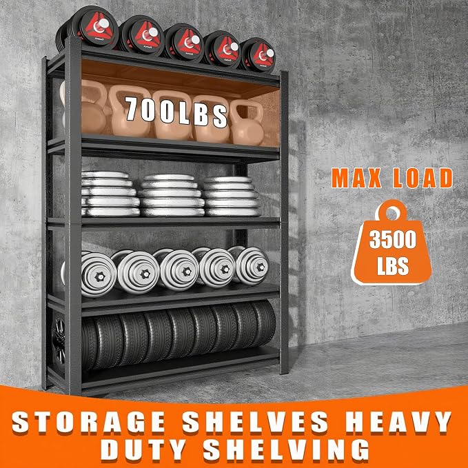 78''H Garage Storage Shelves Heavy Duty 3500 LBS Capacity Metal Garage Shelving - Image 7