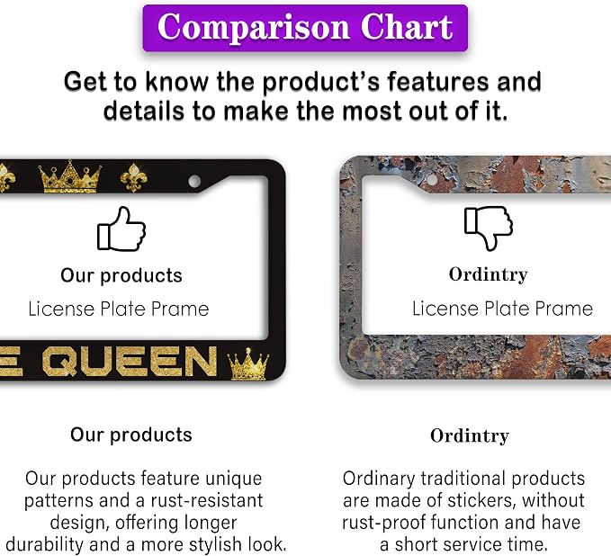 License Plate Frames Black Yellow Automotive Exterior Accessories The Queen - Image 6