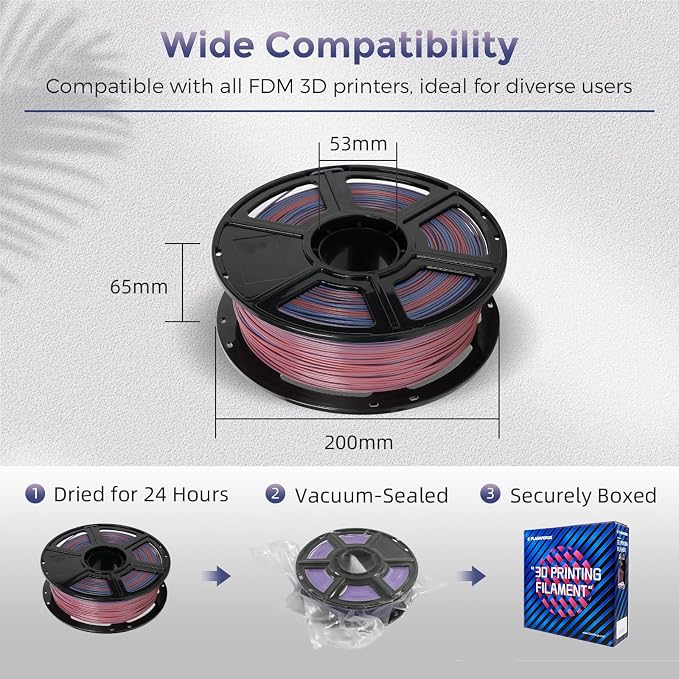 FLASHFORGE PLA Filament 1.75mm +/- 0.02mm Blue to Pink Gradient, Smooth - Image 6