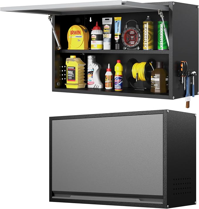 Metal Wall Cabinet with Adjustable Shelves, Doors by Kooyon