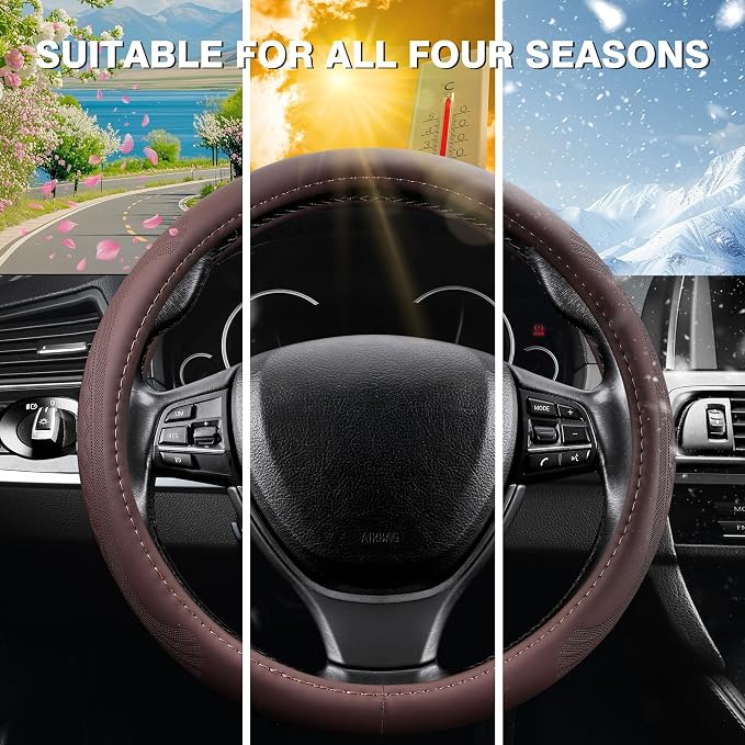 【2025 Model】 Breathable Soft Leather Car Steering Wheel Cover - Image 6