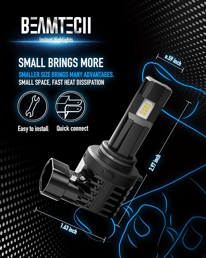 BEAMTECH 9006 Bulbs, Fanless In Line HB4 Fog Light Bulb 6500K Xenon White Fog - Image 7