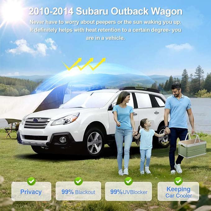 8pcs Car Window Shades for Subaru Outback Wagon 2010-2014 Accessories, - Image 2