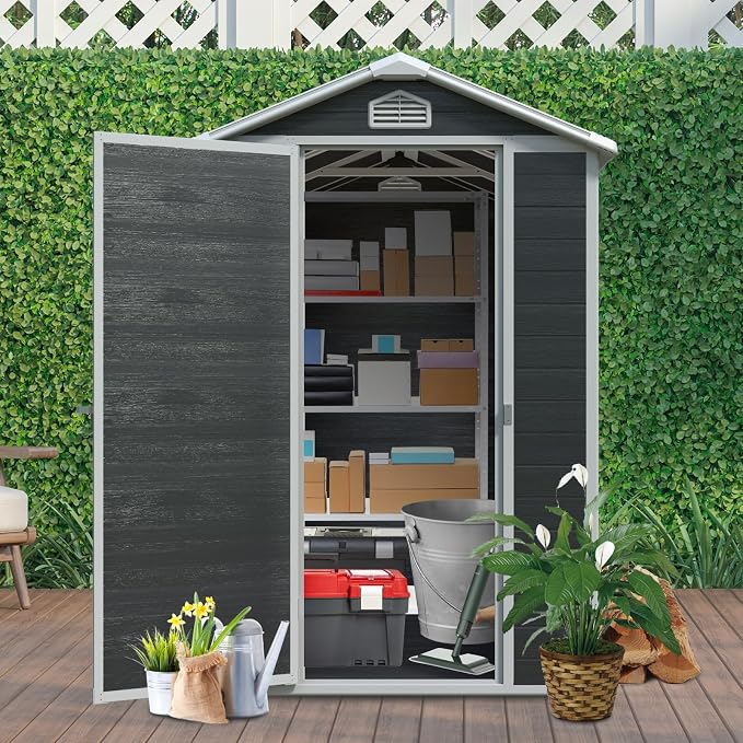4x6 FT Outdoor Storage Resin Shed - Image 2