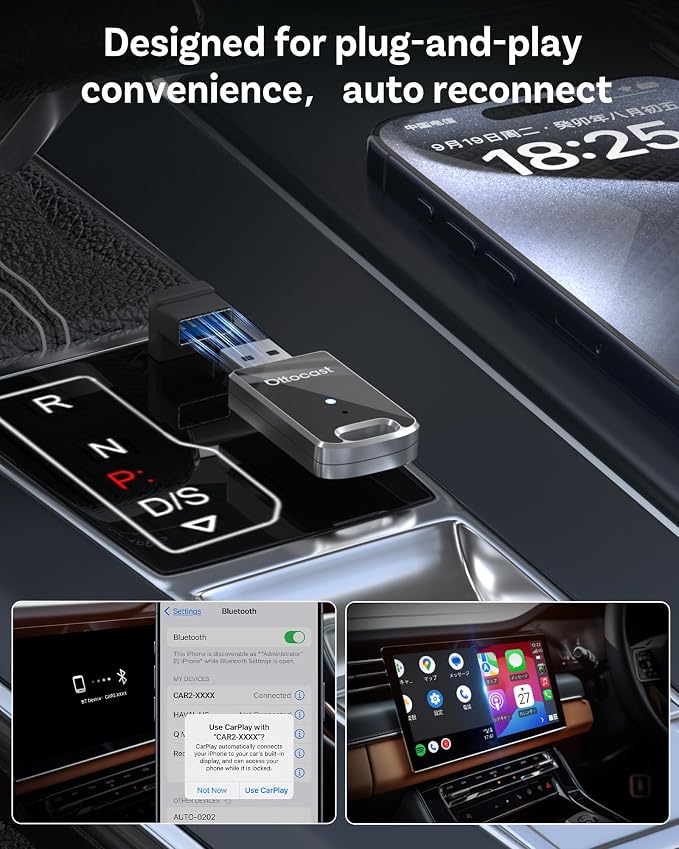 OTTOCAST Mini 2025 Wireless Carplay Adapter & Android Auto Wireless Adapter - Image 5
