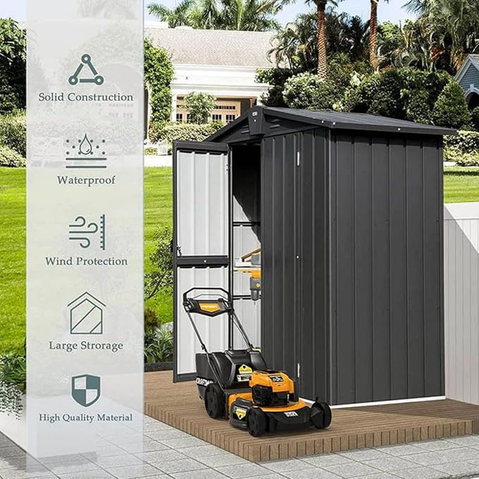Domi Outdoor Storage Shed 5'x3, Metal Waterproof Tool Shed Utility Storage House - Image 3
