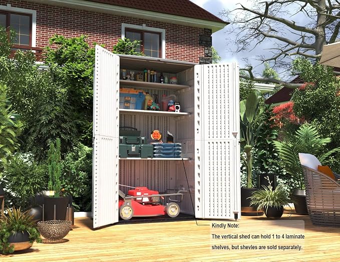 HOMSPARK Storage Shed Weather Resistance, Vertical Storage Shed - Image 7