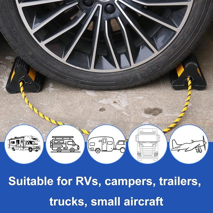 2 Pair Wheel Chocks for Travel Trailers, Rubber Tire Stopper Blocks - Image 6