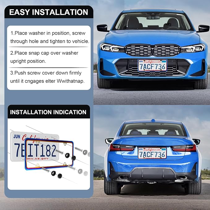 LivTee 4 Holes Stainless Steel License Plate Frames, Automotive Exterior - Image 5