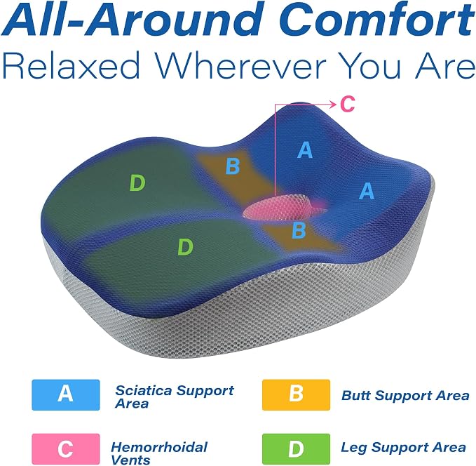 Car Seat Cushion, Ergonomic Memory Foam Car Cushion - Image 4