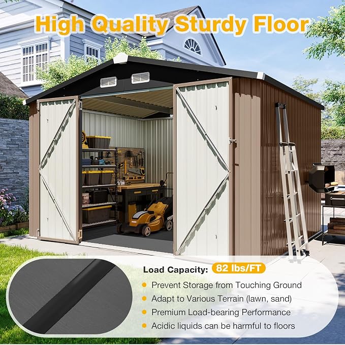 10x8 FT Outdoor Metal Storage Shed - Image 2