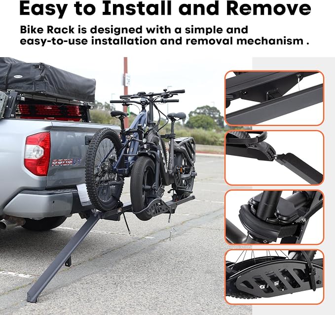 EBike Rack with Ramp, 200 lbs Capacity Heavy Bike Rack Electric Bike Carrier - Image 3