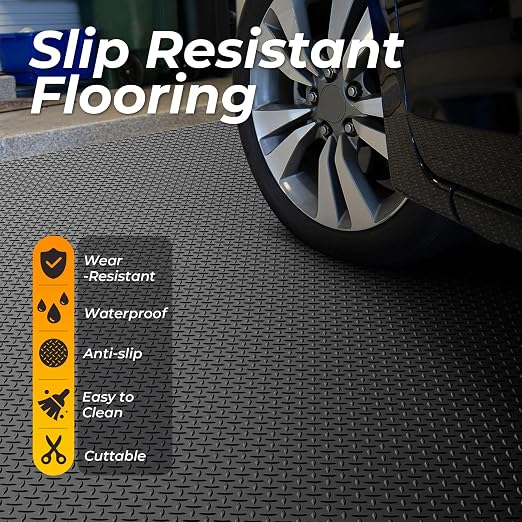 7.8 x 22 FT Garage Floor Mat, 2.8mm Thickness Diamond Plate Vinyl Garage - Image 2