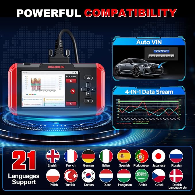 KINGBOLEN S500 OBD2 Scanner, ABS SRS Engine at Diagnostic Tool, Automotriz Code - Image 6