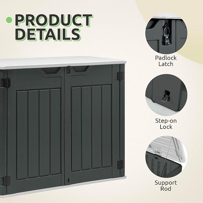 GOOBED 4.5x4ft Outdoor Horizontal Resin Storage Shed, 47 cuft Large Waterproof - Image 6