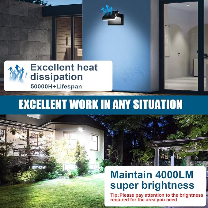 40W Outdoor Wall Light 360 °Rotatable Led Wall Pack Light, 5000K 4000LM Super - Image 2