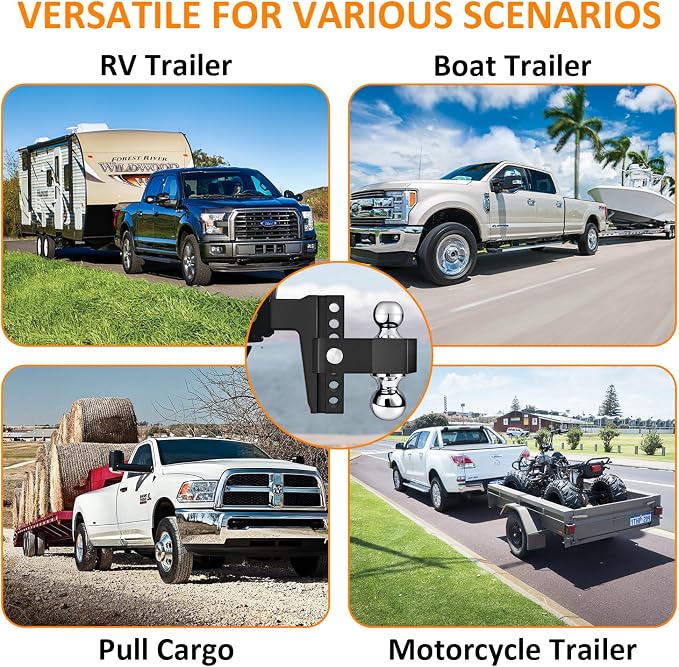 Adjustable Trailer Hitch-Drop Hitch Fits 2.5-Inch Receiver -6" Drop/Rise Tow - Image 7