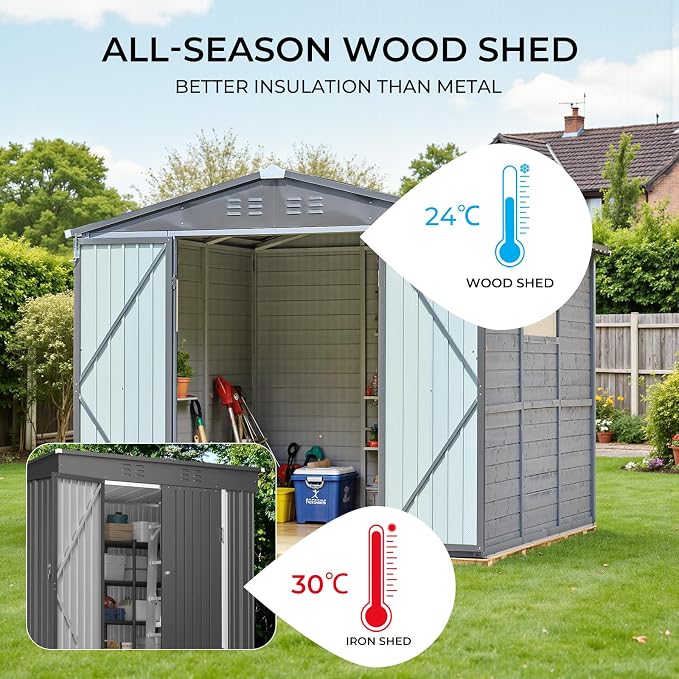 MyVoice 4x6 FT Wooden Outdoor Storage Shed - Image 4