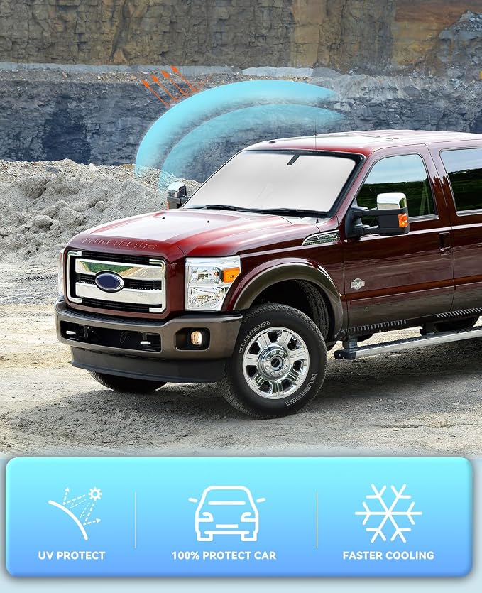 Windshield Sun Shade for 2008-2015 2016 Ford Super Duty F250 F350 F450 F550 - Image 5