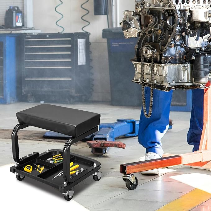 Torin ATR6300B Rolling Creeper Garage/Shop Seat: Padded Mechanic Stool - Image 6