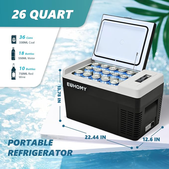 EUHOMY 12 Volt Refrigerator, 26QT Compressor Electric Cooler APP Control - Image 4