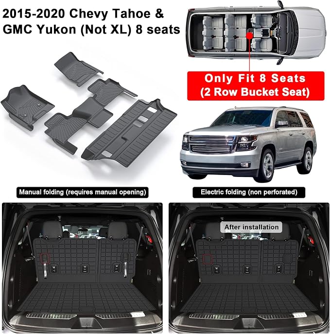 Floor Mats & Trunk Mat for Chevrolet Tahoe 2015-2020 Bucket Seat &GMC Yukon（Not - Image 2