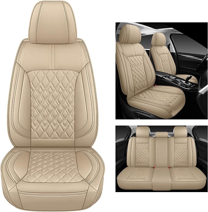 Pariitadin Leather Car Seat Covers Full Set, Waterproof Breathable Faux Leather - Image 4