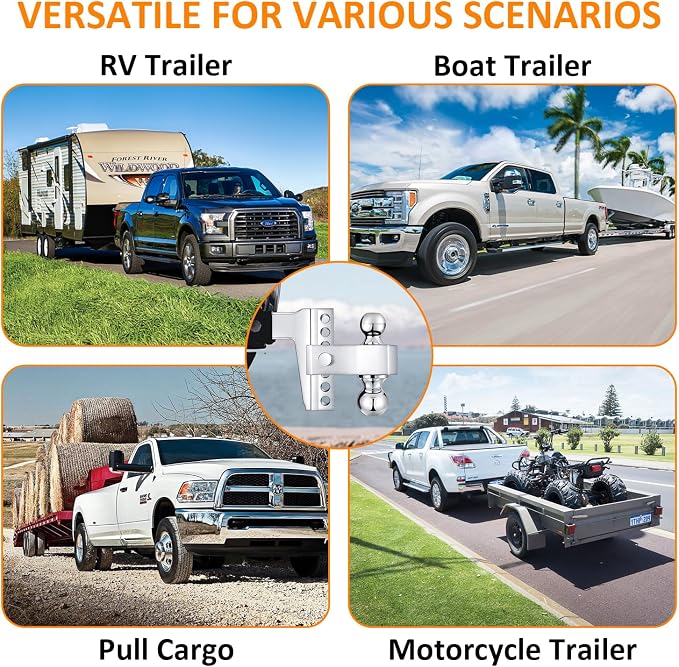 Adjustable Trailer Hitch-Drop Hitch Fits 2.5-Inch Receiver -6" Drop/Rise Tow - Image 6