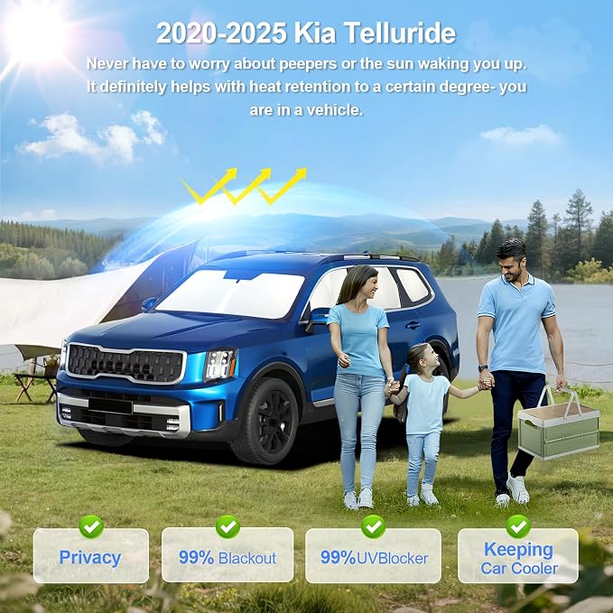 8pcs Car Window Shades for Kia Telluride 2020-2025 Accessories, Windshield Side - Image 2