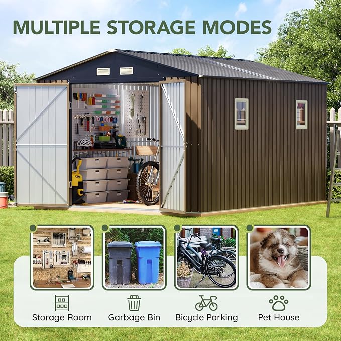 10x12 FT Outdoor Metal Storage Shed - Image 4