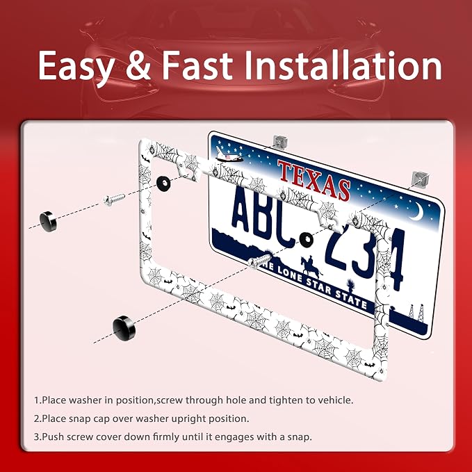 Personalized Bats License Plate Frame Spider Web License Plate Frames Funny - Image 3