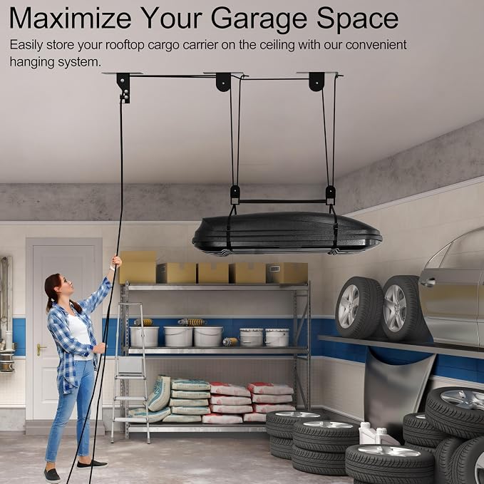 2025 Upgrade Cargo Box Garage Pulley System, Garage Ceiling Hoist Heavy-Duty - Image 2