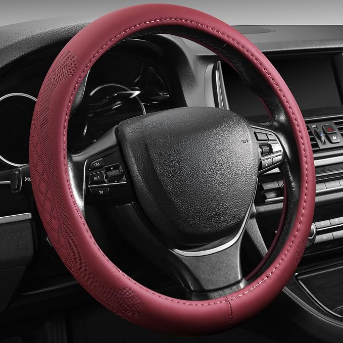 【2025 Model】 Breathable Soft Leather Car Steering Wheel Cover by PJBTVZ