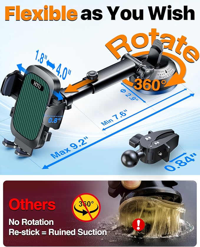 HTU 2025 Best Car Phone Holder 【Ultimate 5-in-1 & Upgraded 100+LBS Strongest - Image 4