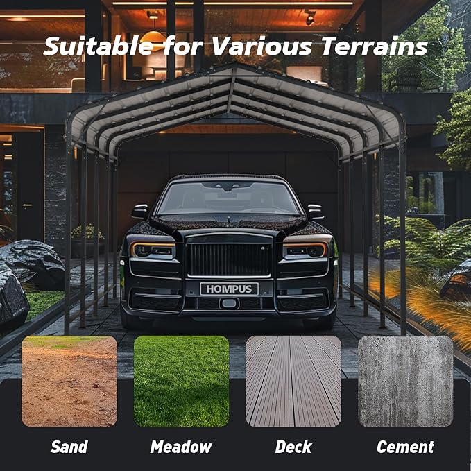 HOMPUS 10x20 FT Metal Carport, Enhanced Base Oversized Garage Carports - Image 5