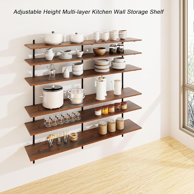 ROGMARS 60" W Garage Wall Mounted Shelving Heavy Duty, 6 Tier Garage Shelves - Image 7