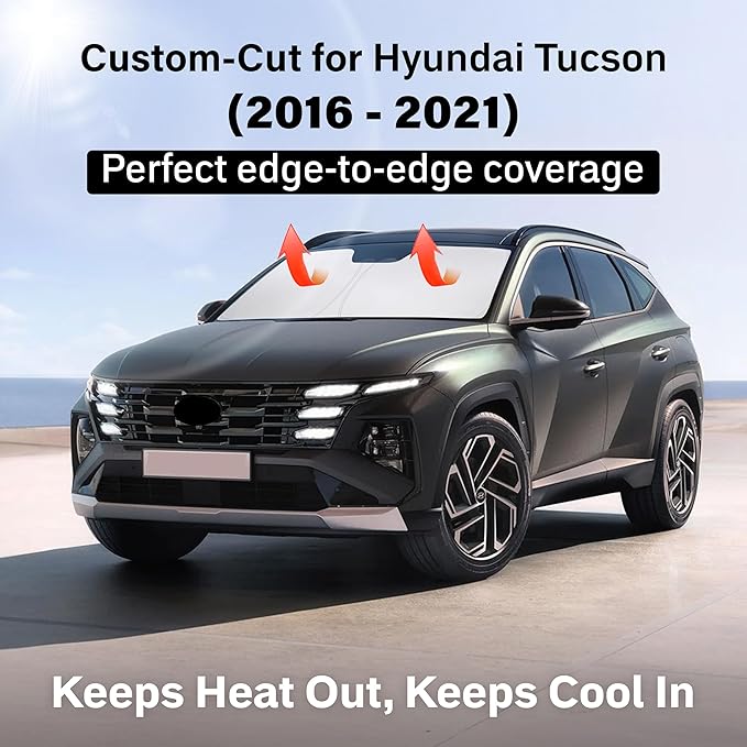 Econour Windshield Sun Shade for 2016-2021 Hyundai Tucson Window Sun Visor - Image 2