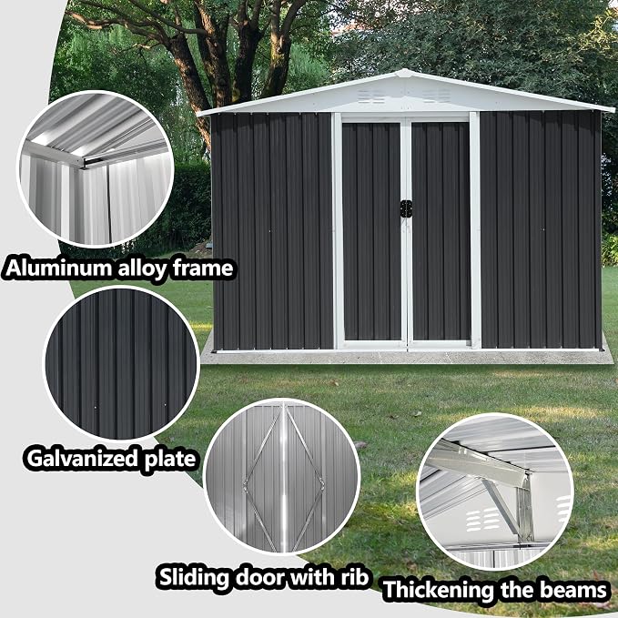 8x6 FT Outdoor Metal Storage Shed - Image 4