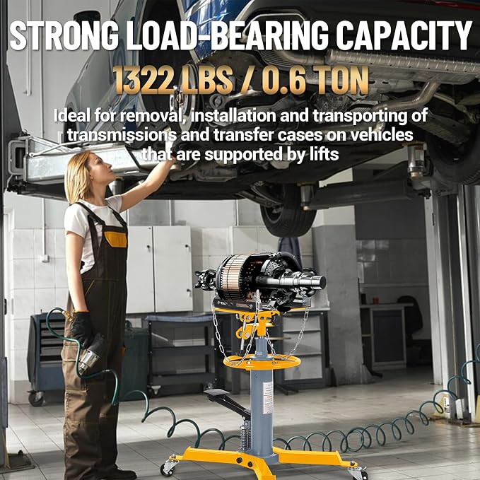 Dual Plunger Hydraulic Transmission Jack 1322lbs Capacity, 33.5"-69" High Lift - Image 4
